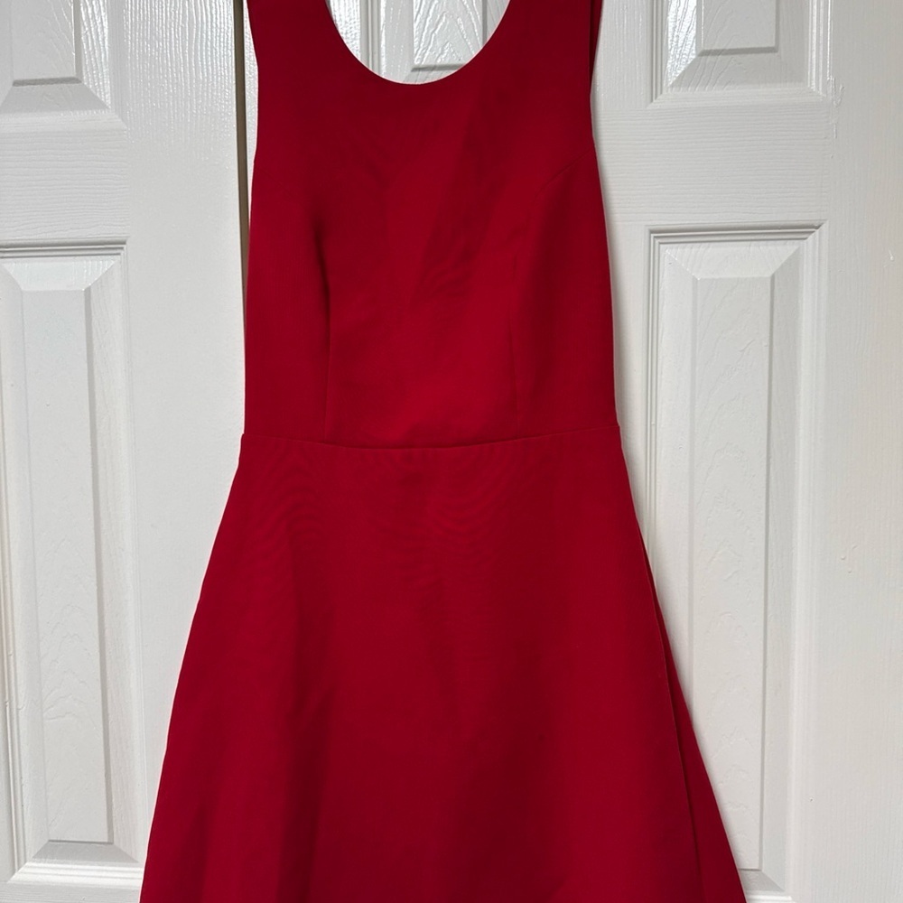 Zara Red Scoop-Neck Fit & Flare Mini Dress A33 - Picture 1 of 11